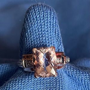 Morganite & Diamonds 10k Rose Gold Ring